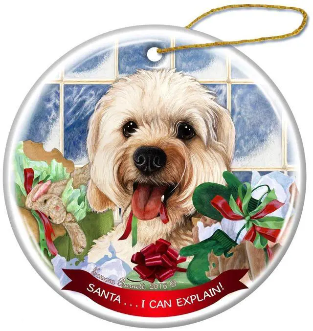 Main image of Cavapoo Dog Porcelain Hanging Ornament Pet Gift 'Santa.. I Can Explain!'