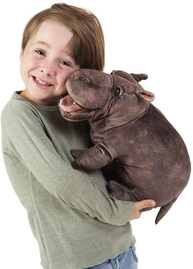 Alt view image 3 of 3 - Folkmanis Baby Hippo Hand Puppet, 16"