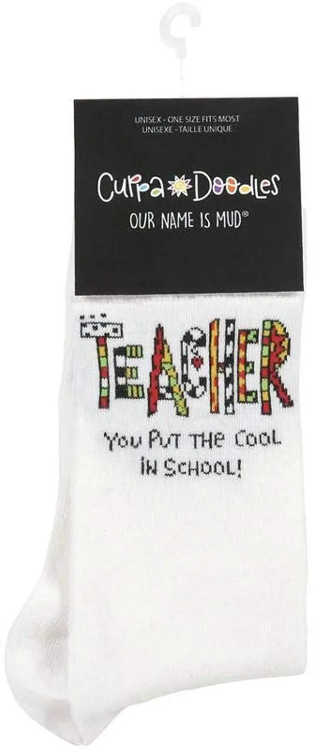 Alt view image 2 of 2 - Enesco Our Name Is Mud Cuppa Doodle Teacher Socks