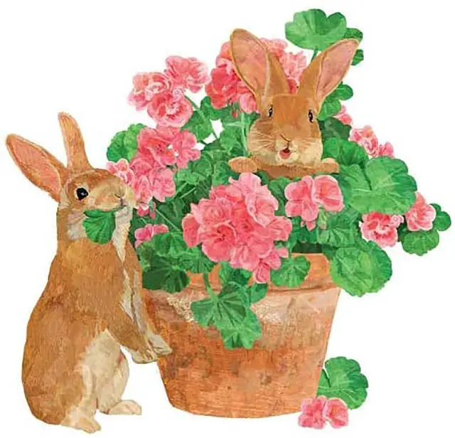 Main image of Paperproducts Design Flower Pot Bunnies Beverage Napkin, 5" x 5", Multicolor