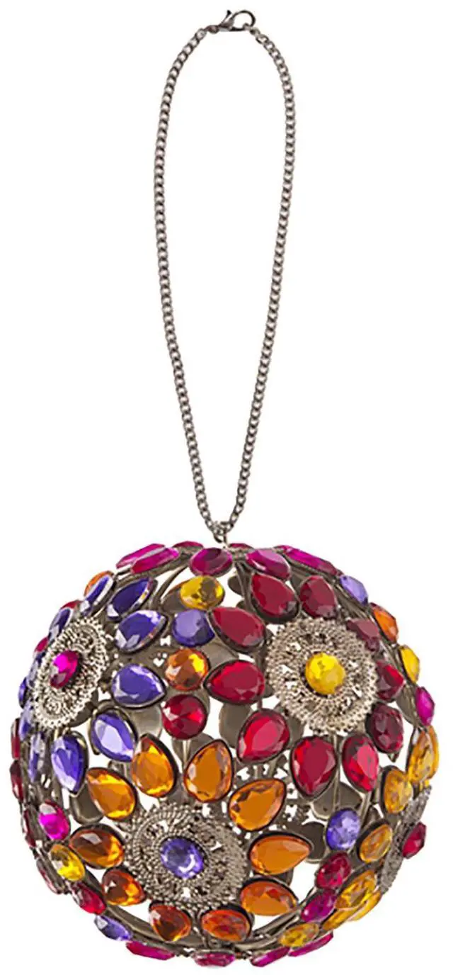 Main image of Ganz Acrylic Crystal Decorative Gem Ball Ornament/Suncatcher, 4" (Dark Rainbow)