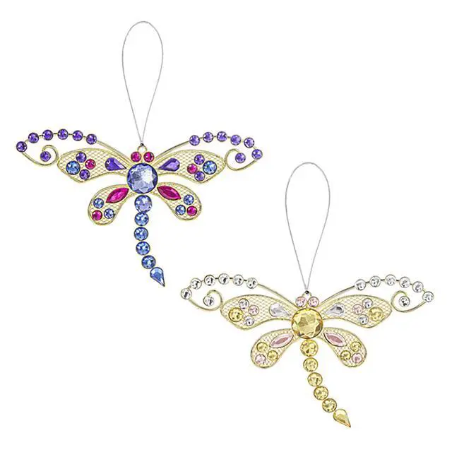 Alt view image 2 of 2 - Colorful 6 Inch Sparkle Dragonfly Ornament/Sun-catcher (Pink Crystals)