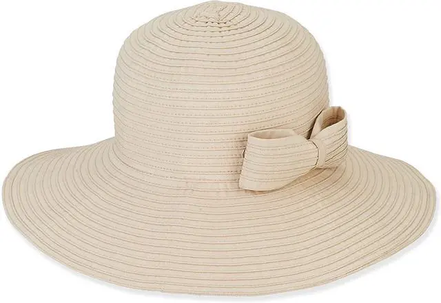 Main image of Sun 'N' Sand Classic Snap & Go Foldable Hat with Bow Trim (One Size - Natural)