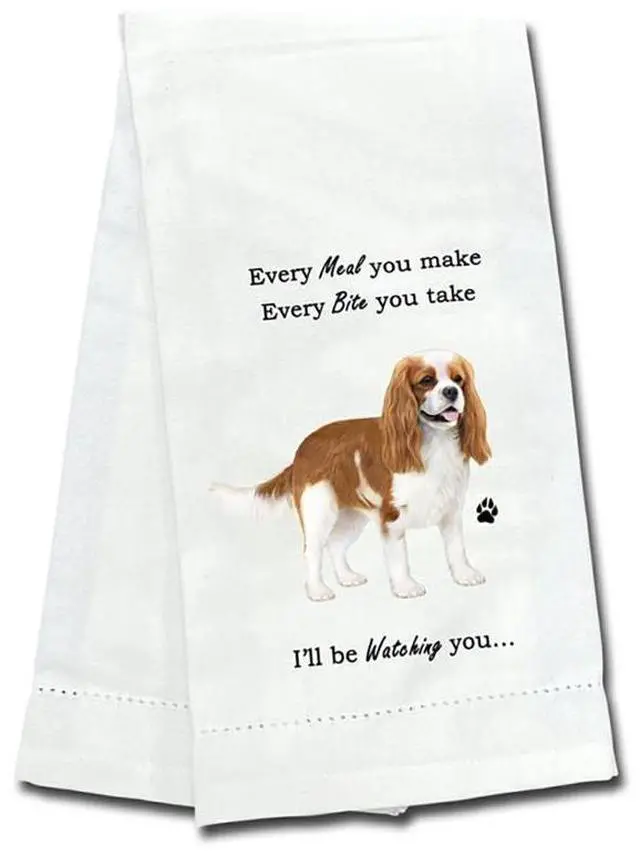 Main image of E&S Pets 711-18 King Charles Cavalier Dog Kitchen Towel, Off-white