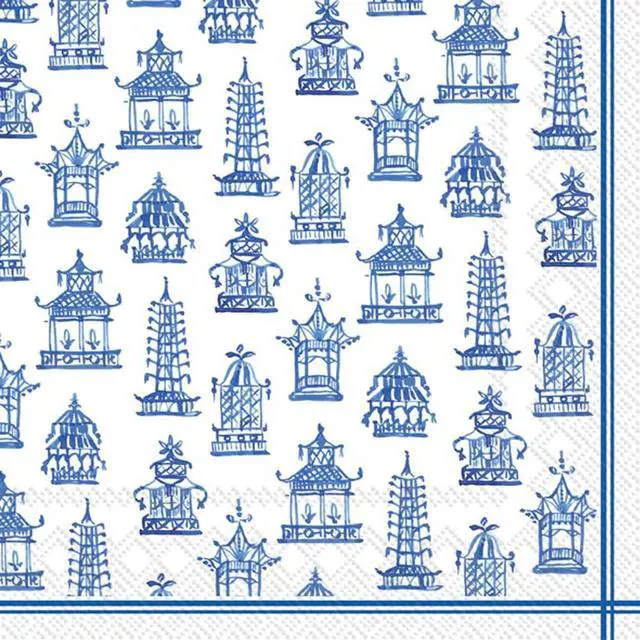 Main image of Boston International 6.5 x 6.5 in. Paper Lunch Napkin Blue Pagoda