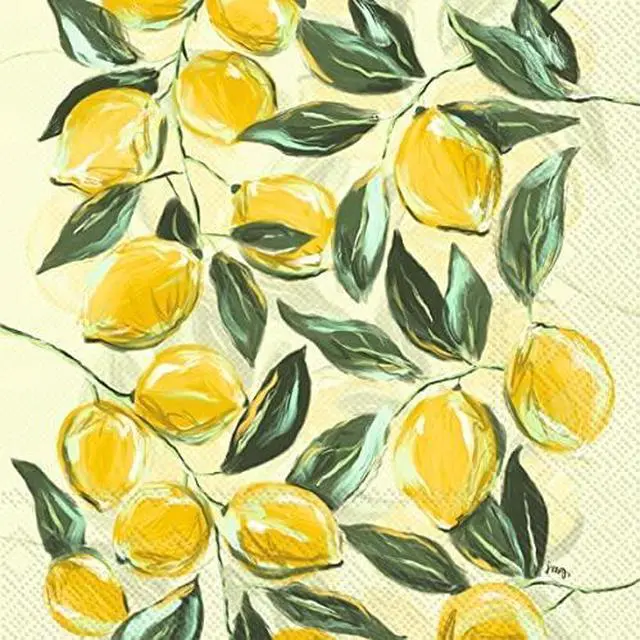 Main image of Boston International 6.5 x 6.5 in. Paper Lunch Napkin Painterly Lemons