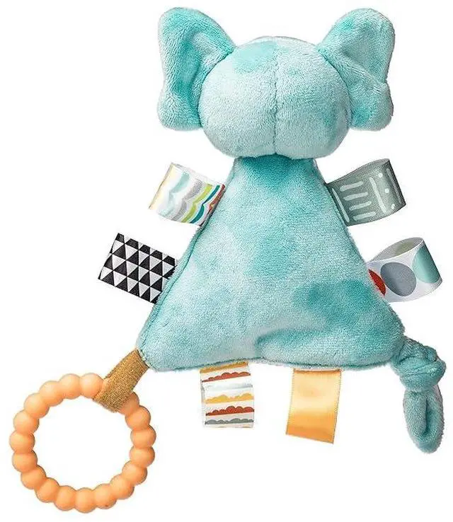 Alt view image 3 of 3 - Taggies Teether Baby Rattle Triangle Activity Toy w/ Sensory Tags, 6", Elephant