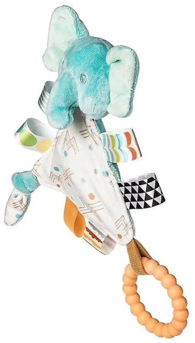 Alt view image 2 of 3 - Taggies Teether Baby Rattle Triangle Activity Toy w/ Sensory Tags, 6", Elephant