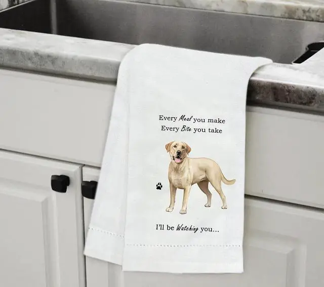 Alt view image 2 of 2 - E&S Pets 711-20 Yellow Labrador Dog Kitchen Towel, Off-white