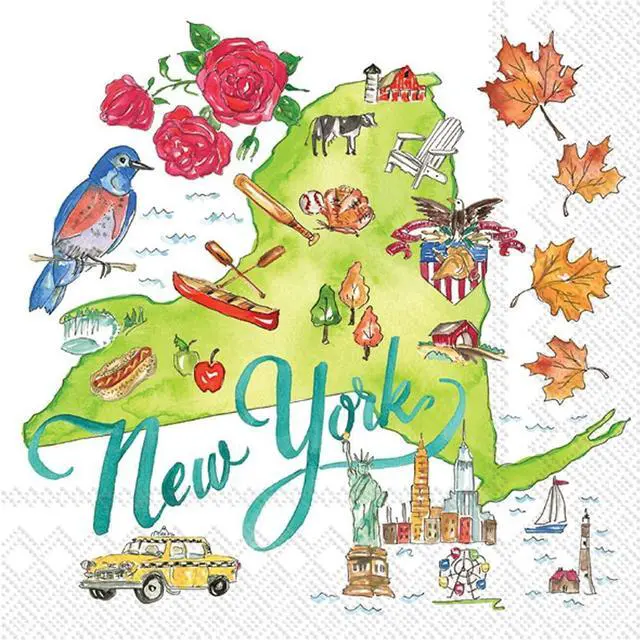 Main image of Boston International IHR Cocktail Beverage Paper Napkins 5 x 5 New York State