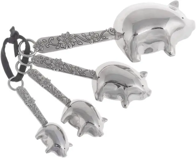 Alt view image 2 of 2 - Ganz 4-Piece Set - Measuring Spoons Set, Farmhouse Pigs with Flowers