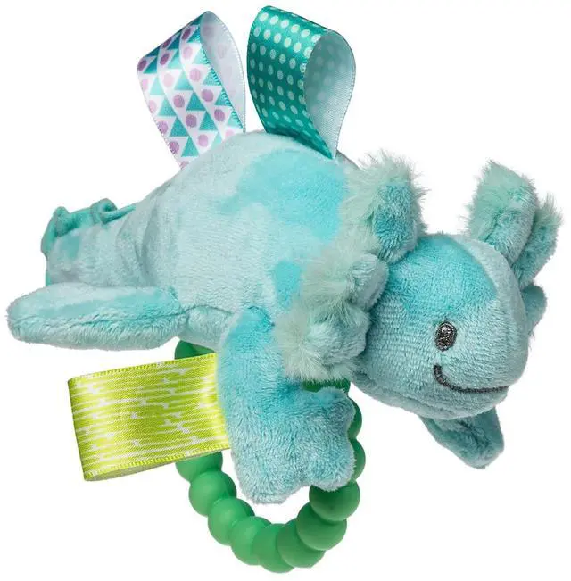 Main image of Mary Meyer Taggies Sensory Soft Rattle with Teether Ring, Fizzy Aqua Axolotl