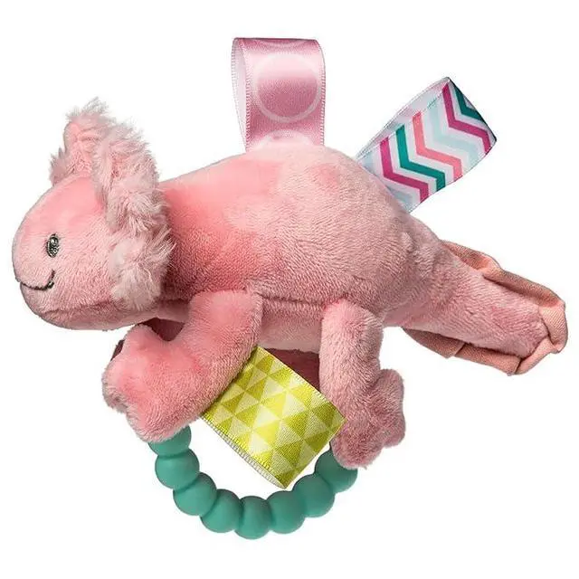 Alt view image 3 of 4 - Mary Meyer Taggies Sensory Soft Rattle with Teether Ring, Lizzy Pink Axolotl