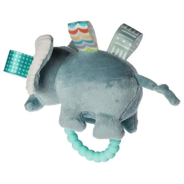 Alt view image 2 of 3 - Taggies Soft Baby Rattle Teether Ring and Sensory Tags, 6", Dream Big Elephant