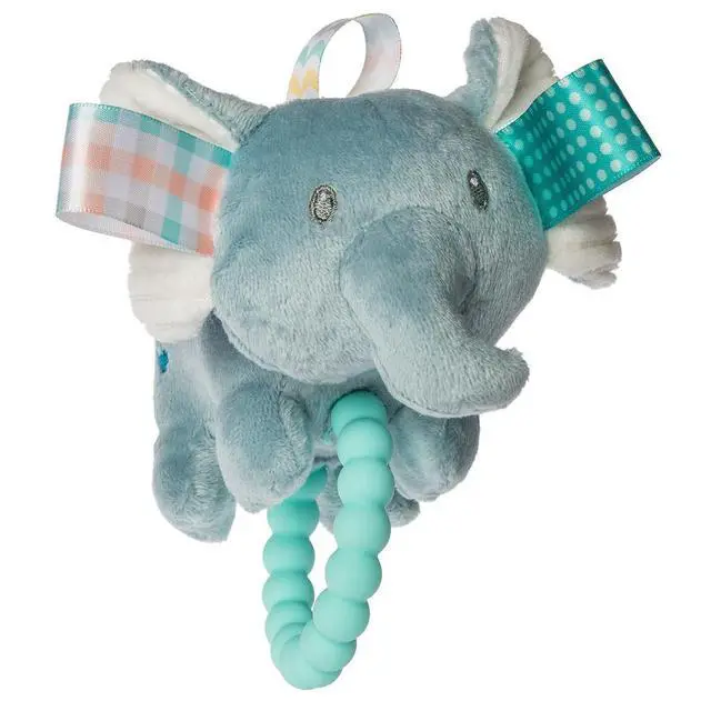Alt view image 3 of 3 - Taggies Soft Baby Rattle Teether Ring and Sensory Tags, 6", Dream Big Elephant