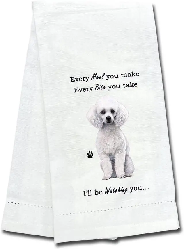 Main image of E&S Pets 711-28 White Poodle Dog Kitchen Towel, Off-white