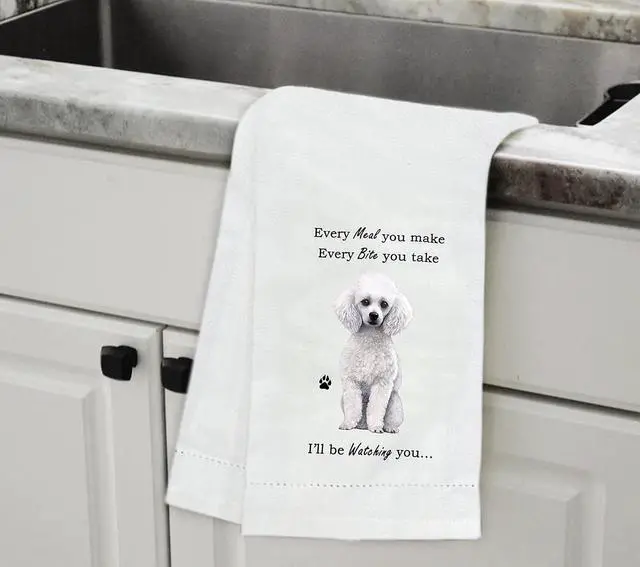 Alt view image 2 of 2 - E&S Pets 711-28 White Poodle Dog Kitchen Towel, Off-white
