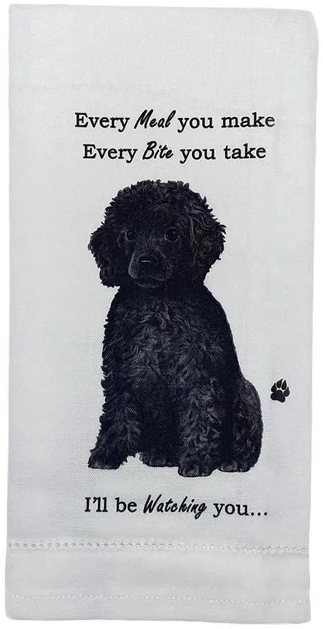 Main image of E&S Pets 711-29 Black Poodle Dog Kitchen Towel, Off-white