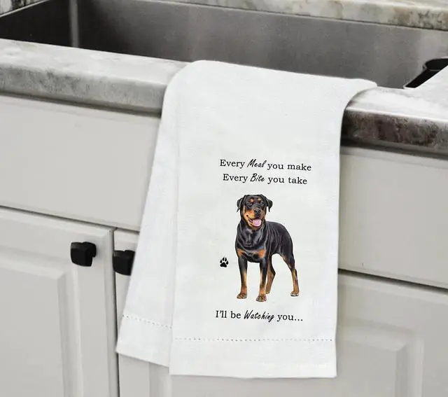 Alt view image 2 of 2 - E&S Pets 711-33 Rottweiler Dog Kitchen Towel, Off-white