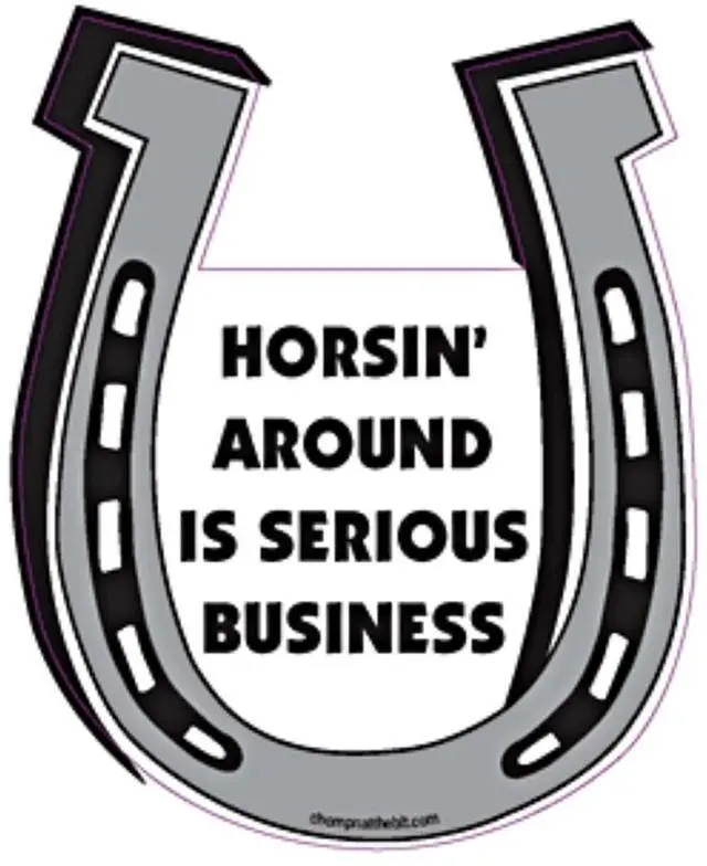 Main image of Horsin' Around Is Serious Business Horseshoe Magnet for Car or Trailer