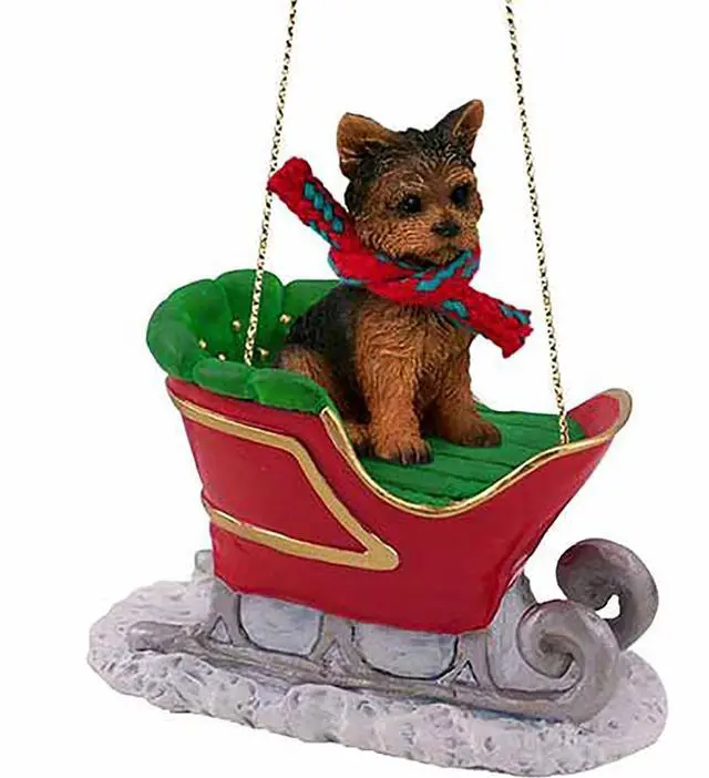 Main image of Yorkshire Terrier Puppy Cut Dog Sleigh Dog Holiday Ornament