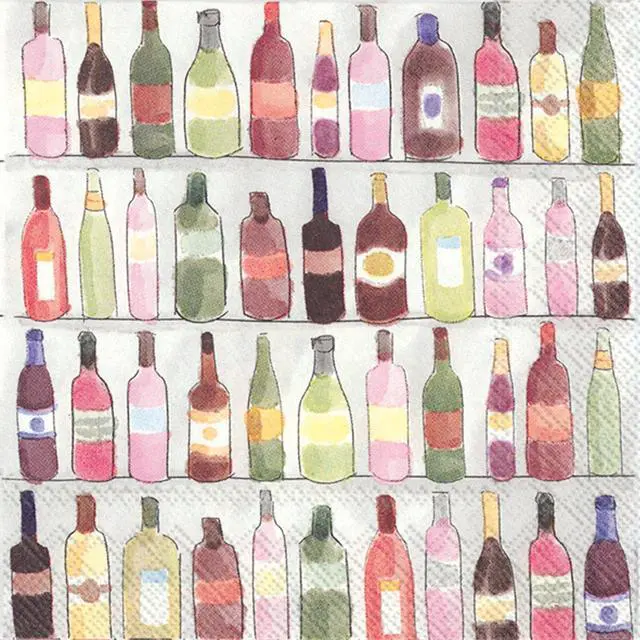 Main image of Celebrate the Home Watercolor 3-Ply Paper Cocktail Napkins, Wine Shelves, 20 Count