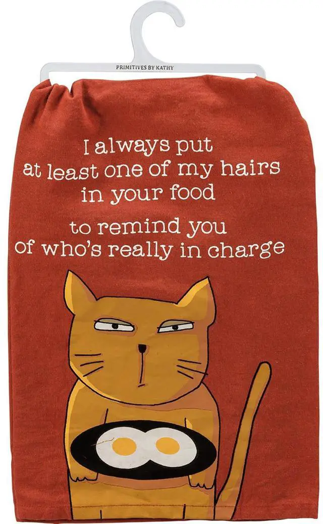 Main image of Primitives by Kathy Kitchen Towel - Cat, At Least One Of My Hairs In Your Food