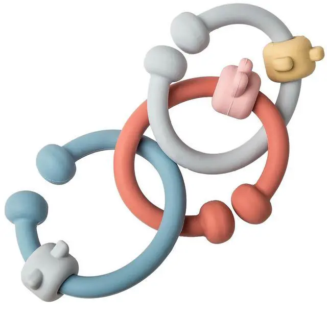 Main image of Mary Meyer Teething Toys Simply Silicone 3-Link Teether, 8-Inches