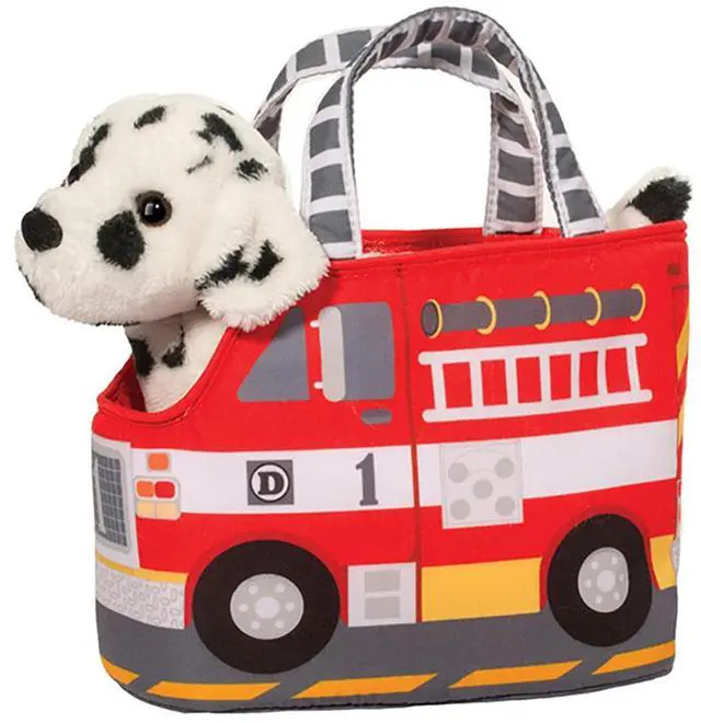 Main image of Douglas Pals Fire Truck Pet Sak w/ Dalmatian Stuffed Animal Toy, 7"