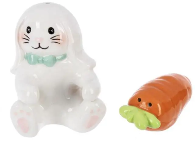 Main image of Ganz Ceramic Nestling Salt & Pepper Shaker Set, Easter Bunny & Carrot