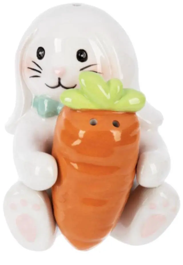 Alt view image 2 of 2 - Ganz Ceramic Nestling Salt & Pepper Shaker Set, Easter Bunny & Carrot
