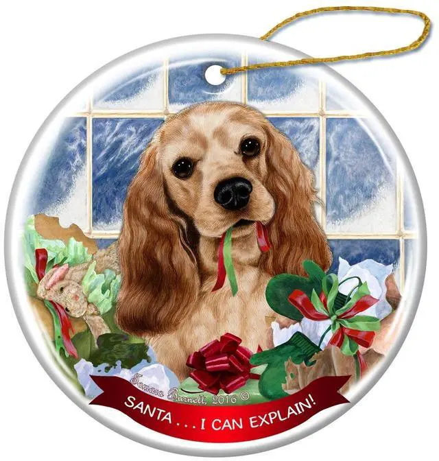 Main image of Buff Cocker Spaniel Dog Porcelain Ornament Pet Gift Santa I Can Explain!