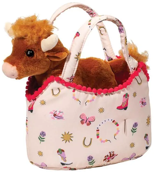 Main image of Douglas Pals Bestie Westie Sassy Pet Sak w/ Highland Cow Stuffed Animal Toy, 7"