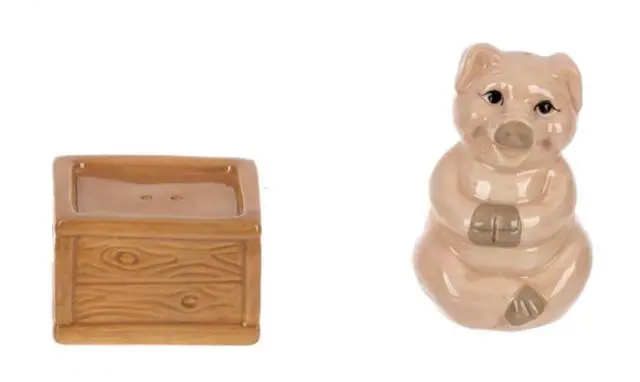 Main image of Ganz Dolomite Stacking Salt & Pepper Shaker Set, Pig and Box Crate