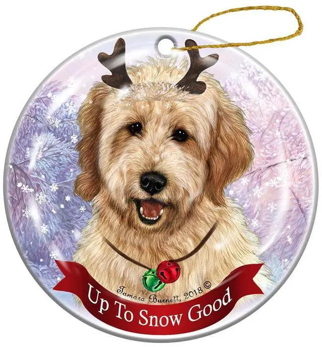 Main image of Holiday Pet Gifts Goldendoodle Dog Porcelain Christmas Ornament