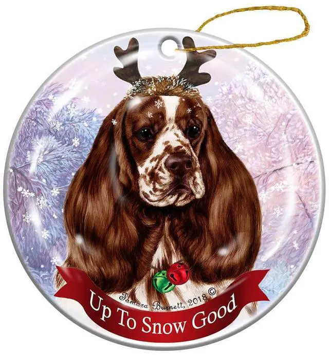 Main image of Holiday Pet Gifts Parti Cocker Spaniel Dog Porcelain Christmas Ornament