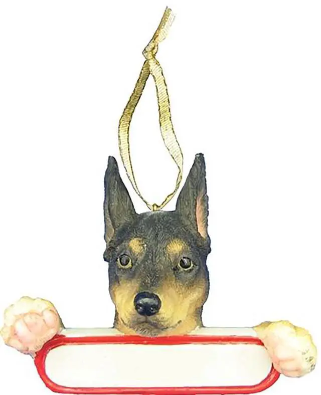 Main image of Miniature Pinscher Ornament "Santa's Pals" With Personalizable Name Plate