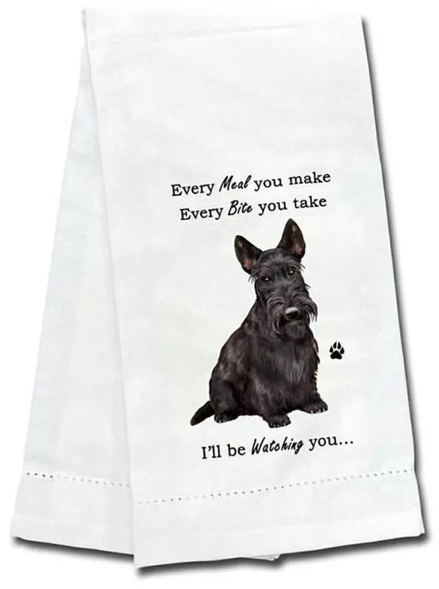 Main image of E&S Pets 711-35 Scottish Terrier, Scottie Dog Kitchen Towel, Off-white