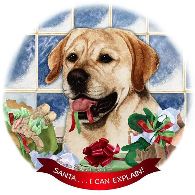 Main image of Yellow Labrador Lab Dog Porcelain Ornament Pet Gift 'Santa.. I Can Explain!