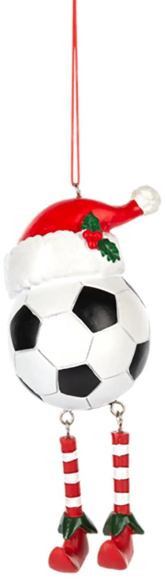 Main image of Midwest/CBK Sport Ball Ornament with Santa Hat and Elf Shoes, 5" - Soccer