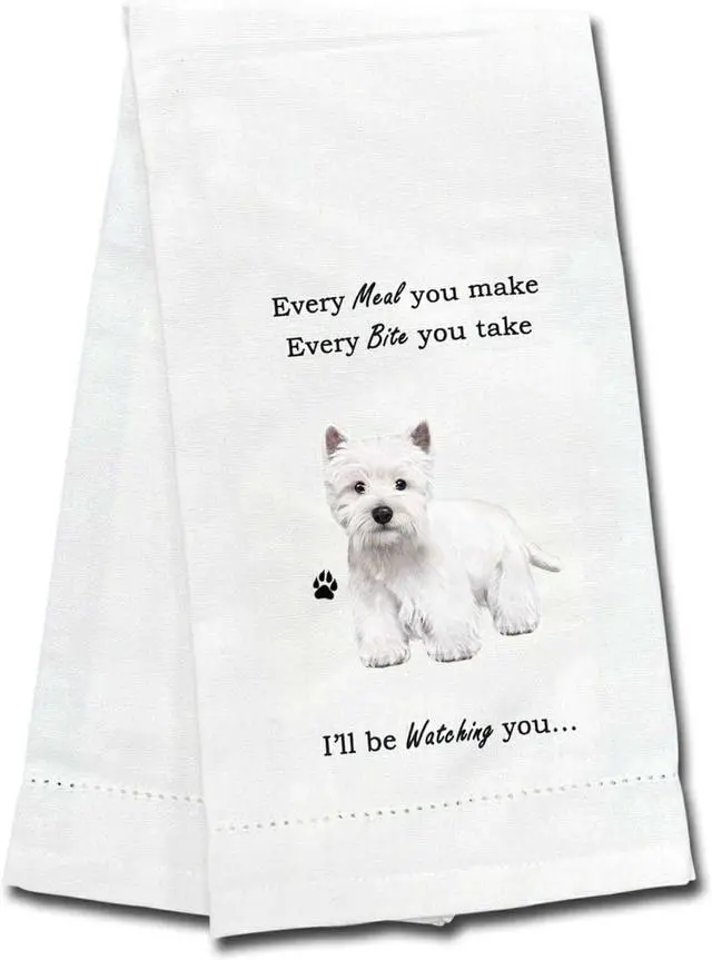Main image of E&S Pets 711-45 Westie, West HIghland Terrier Dog Kitchen Towel, Off-white