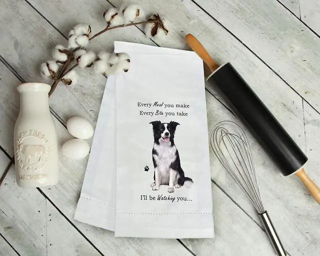 Alt view image 2 of 2 - E&S Pets 711-5 Border Collie Dog Kitchen Towel, Off-white