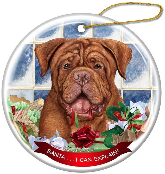 Main image of Dogue de Bordeaux Dog Porcelain Ornament Pet Gift 'Santa.. I Can Explain!