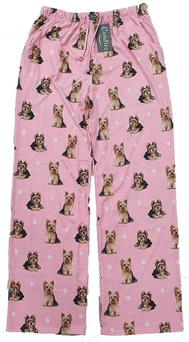 Main image of Yorkie Unisex Lightweight Cotton Blend Pajama Bottoms- Medium