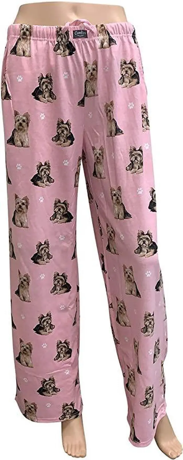 Alt view image 2 of 2 - Yorkie Unisex Lightweight Cotton Blend Pajama Bottoms- Medium