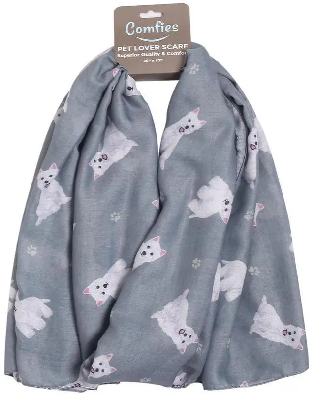 Main image of Westie Dog Lover Scarf - All-year-round scarf- Lightweight material, 67"
