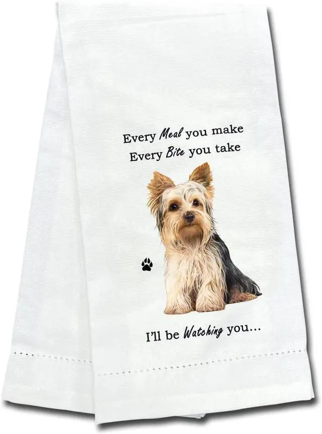 Main image of E&S Pets 711-45 Yorkie Yorkshire Terrier Dog Kitchen Towel, Off-white