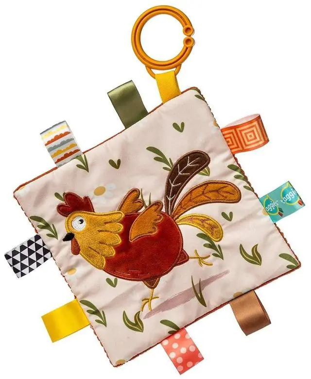 Main image of Taggies Crinkle Me Toy with Paper & Squeaker with Sensory Tags, 6 x 6", Rooster