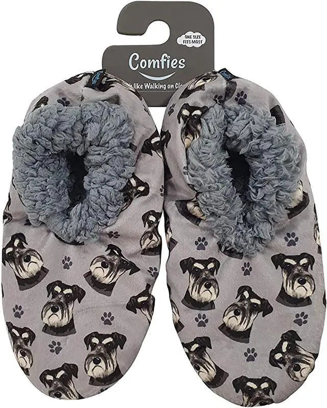 Main image of Comfies Womens Schnauzer Uncropped Slippers - Sherpa Lined Animal Print Booties