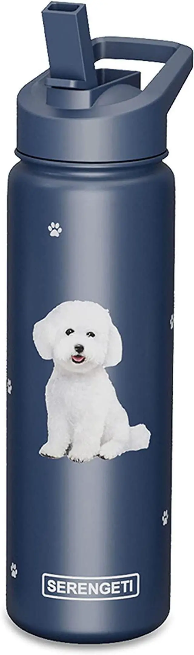 Main image of E&S Pets Stainless Steel Water Bottle 24 Oz, Spill Proof (Bichon)